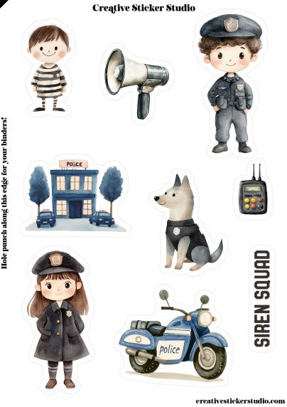 Sticker Sheet Set of 2 - Police Station Squad