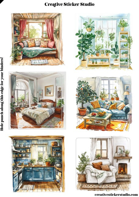 Sticker Sheet Set of 2 - Cozy Rooms