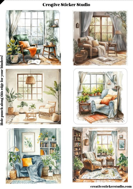 Sticker Sheet Set of 2 -Modern Rooms