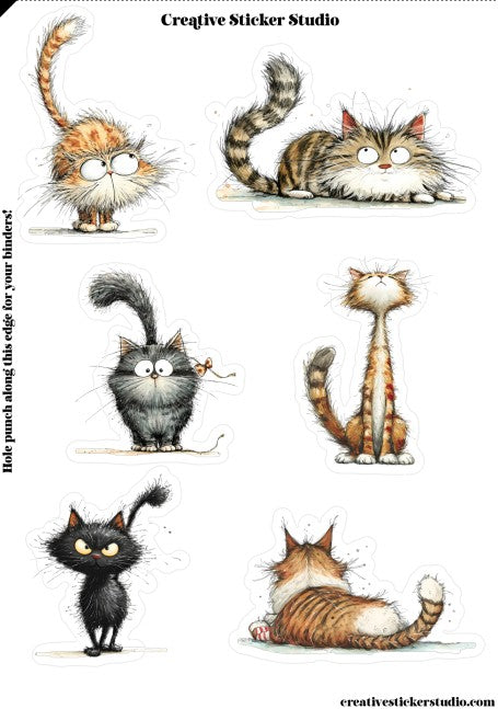 Sticker Sheet Set of 2 - Silly Cats