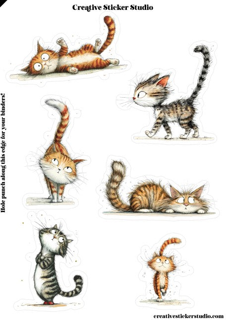 Sticker Sheet Set of 2 - More Silly Cats