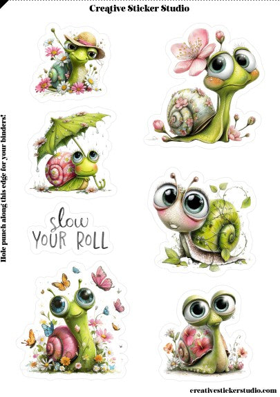 Sticker Sheet Set of 2 - Quirky Snail Slow Roll