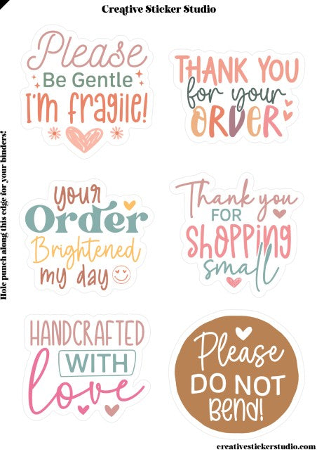 Sticker Sheet Set of 2 - Thank you Fragile