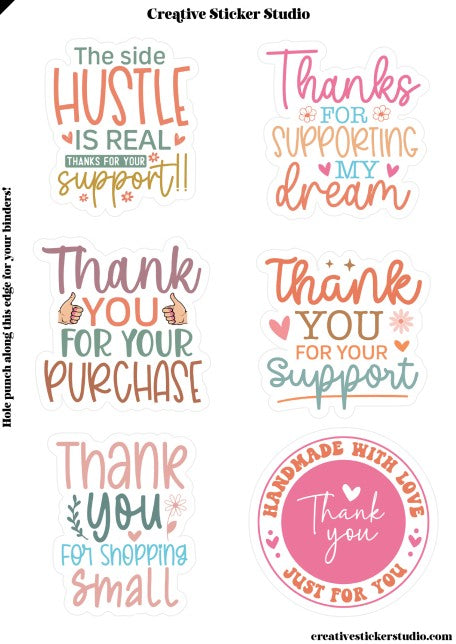 Sticker Sheet Set of 2 - Thank you Hustle