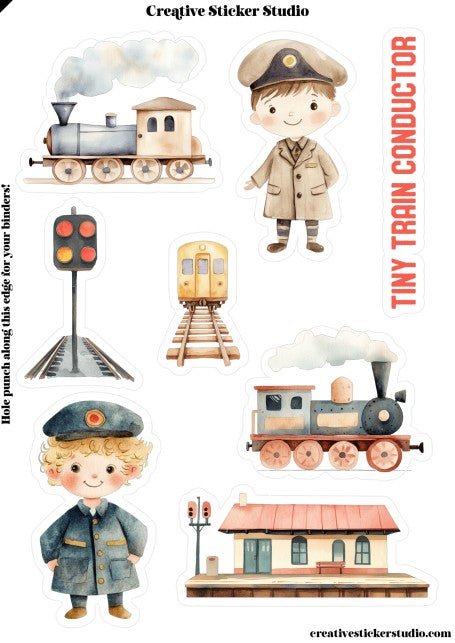 Sticker Sheet Set of 2 -Train Conductor