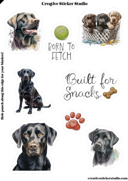Sticker Sheet Set of 2 - Black Labs Fetch