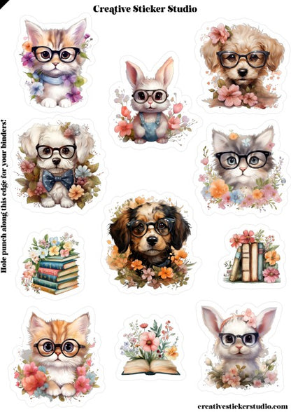 Sticker Sheet Set of 2 - Book Animal Nerds