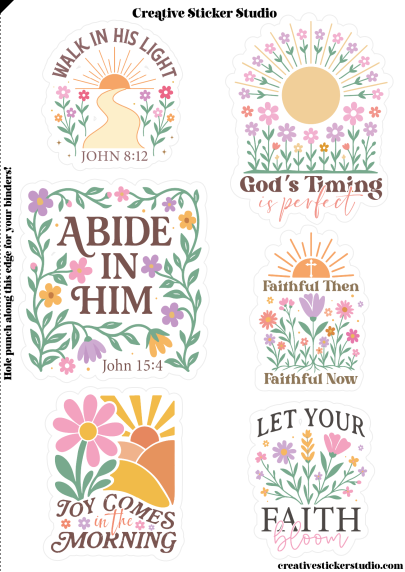 Sticker Sheet Set of 2 - Boho Bible Verses 1 Abide
