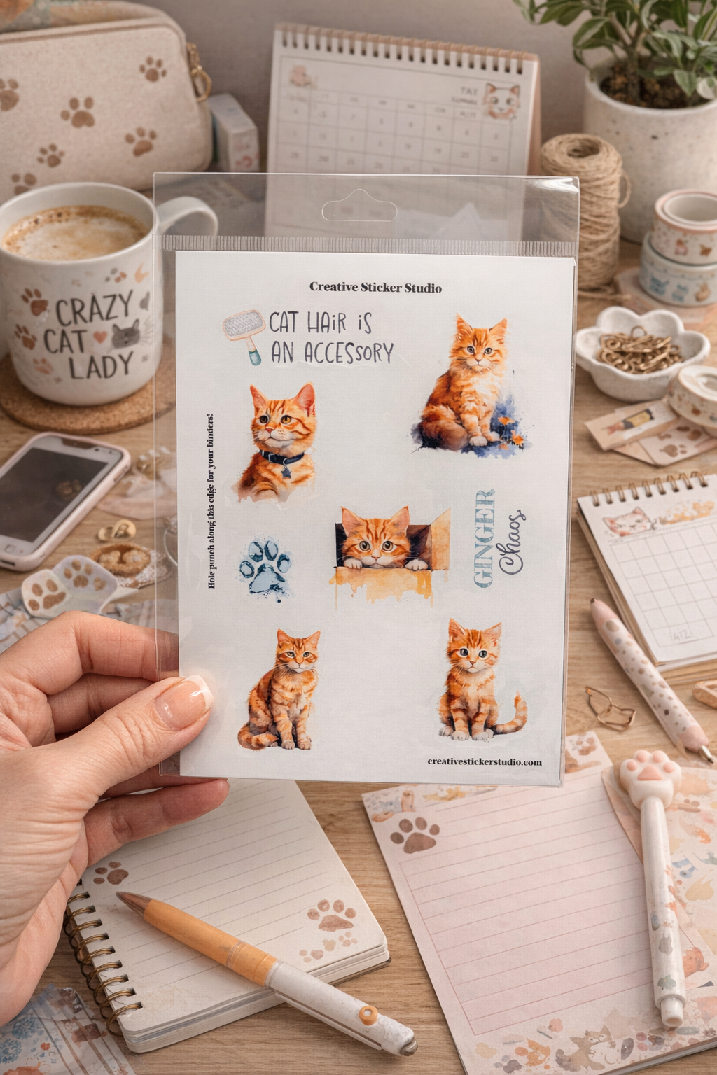Sticker Sheet Set of 2 - Orange Kitty Cats Ginger