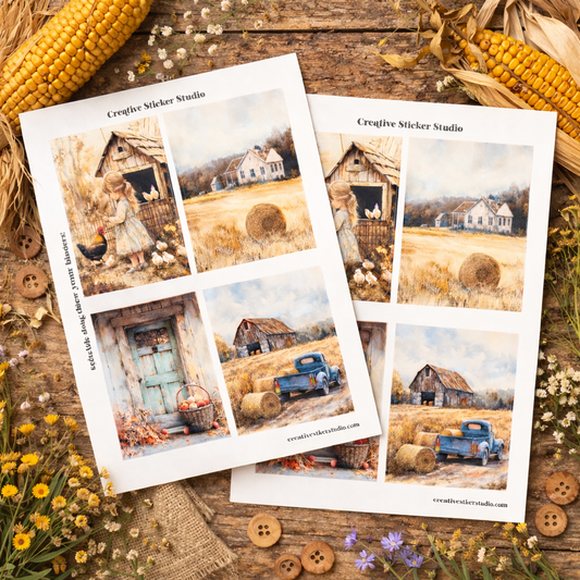 Sticker Sheet Set of 2 - Rustic Farm Scenes 3
