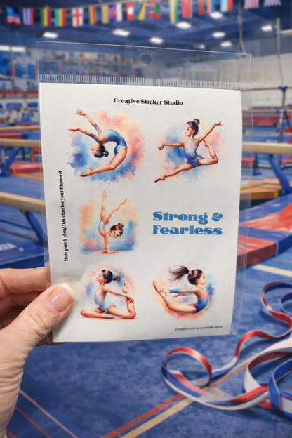 Sticker Sheet Set of 2 - Gymnast Brunette Strong