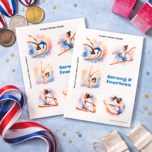 Sticker Sheet Set of 2 - Gymnast Brunette Strong