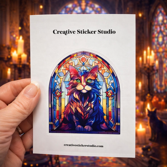 XLARGE Sticker - Stained Glass Cat