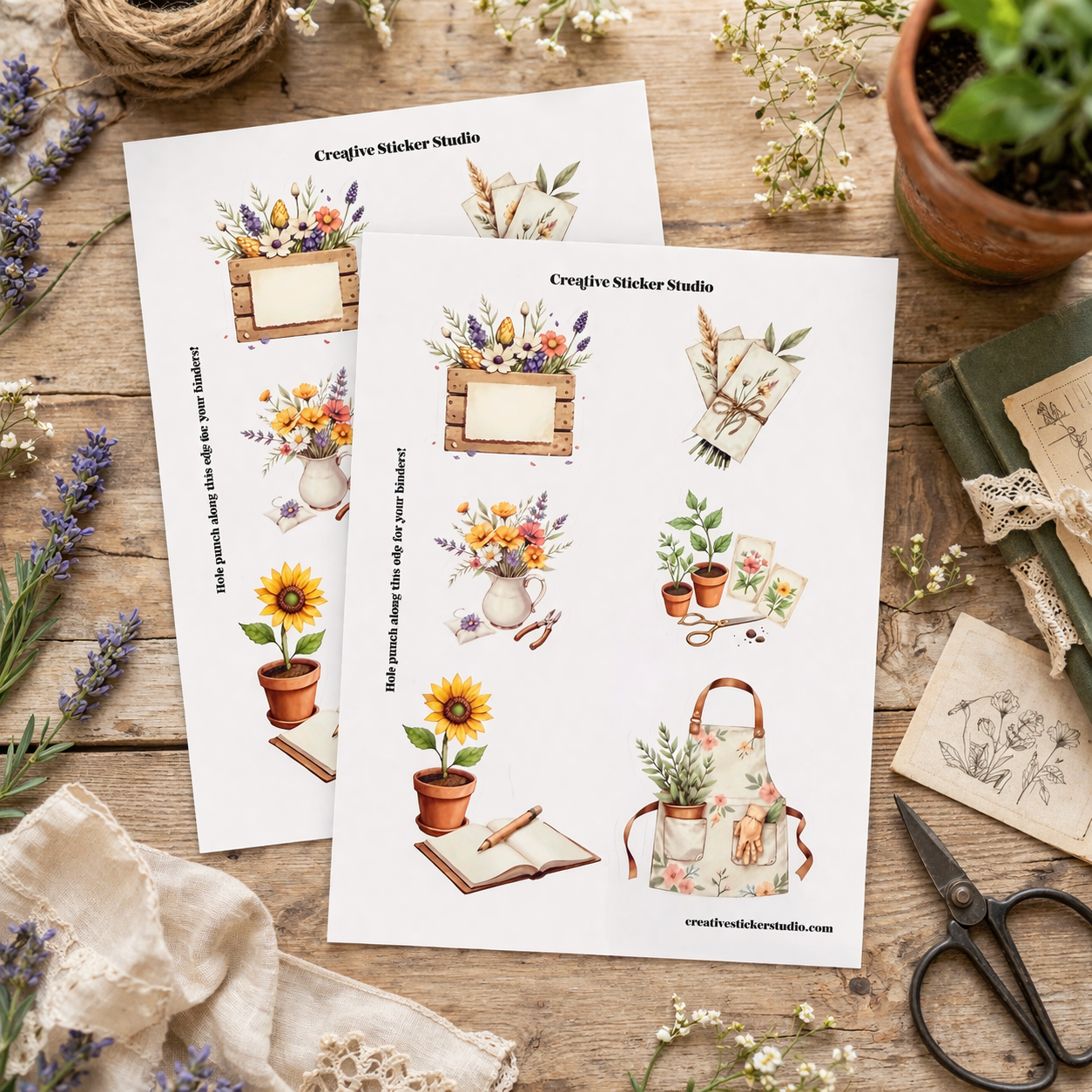 Sticker Sheet Set of 2 - Garden Therapy Floral Crate