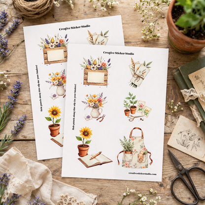 Sticker Sheet Set of 2 - Garden Therapy Floral Crate