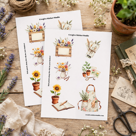 Sticker Sheet Set of 2 - Garden Therapy Floral Crate
