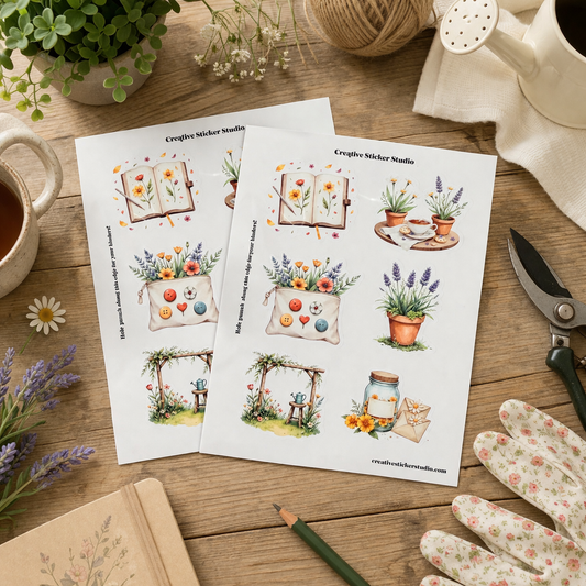 Sticker Sheet Set of 2 - Garden Therapy Floral Button Pouch