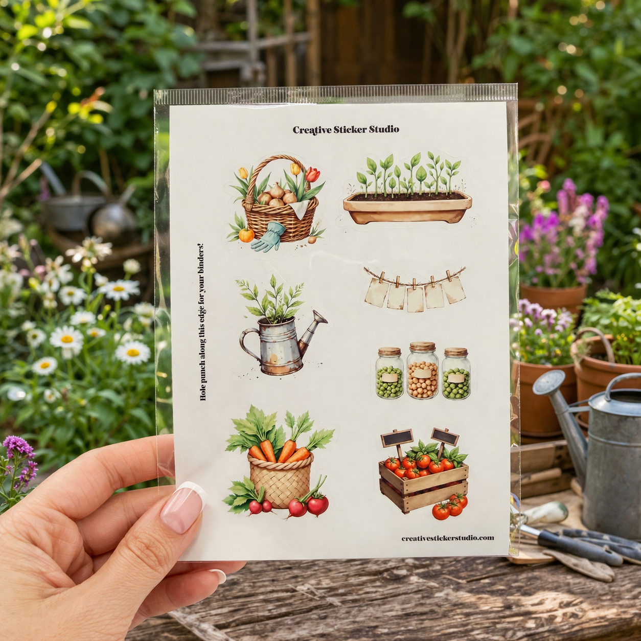Sticker Sheet Set of 2 - Garden Therapy Vegetable Basket
