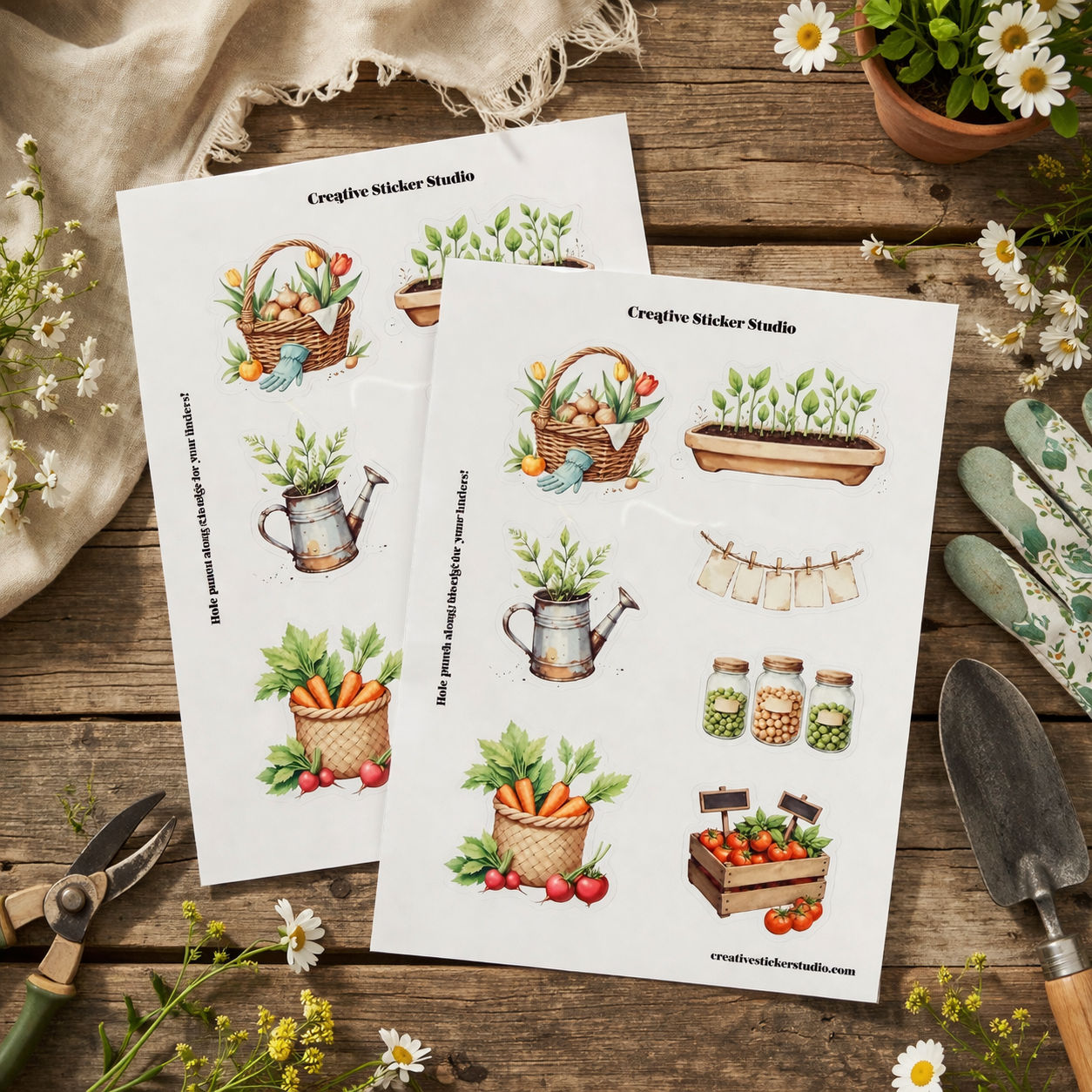 Sticker Sheet Set of 2 - Garden Therapy Vegetable Basket