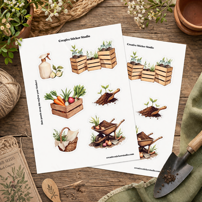 Sticker Sheet Set of 2 - Garden Therapy Vegetable Crates