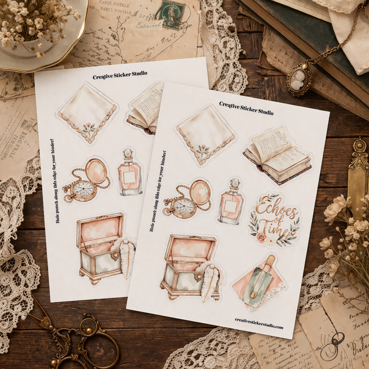 Sticker Sheet Set of 2 - Grandma's Attic Echoes