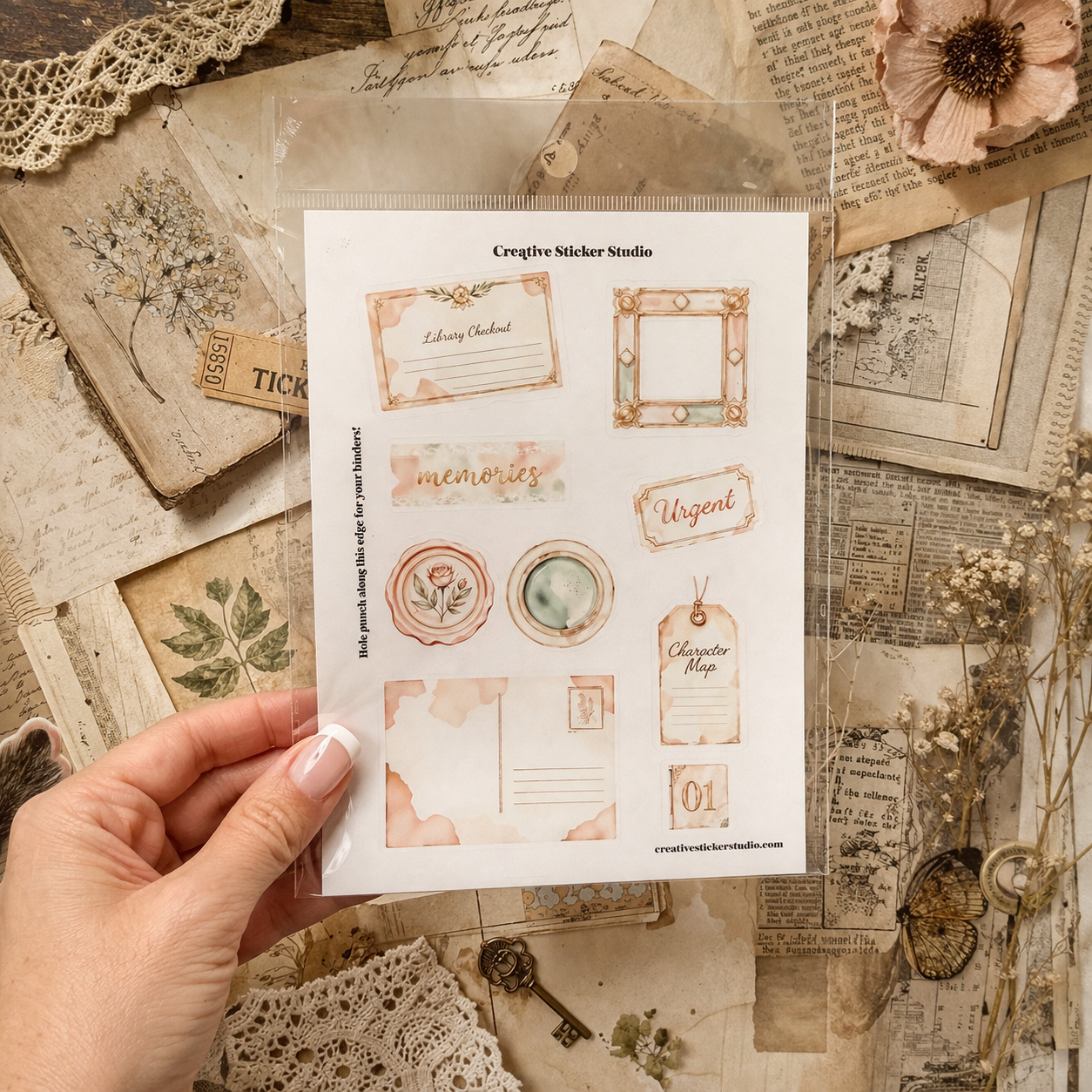 Sticker Sheet Set of 2 - Grandma's Attic Junk Journal Memories