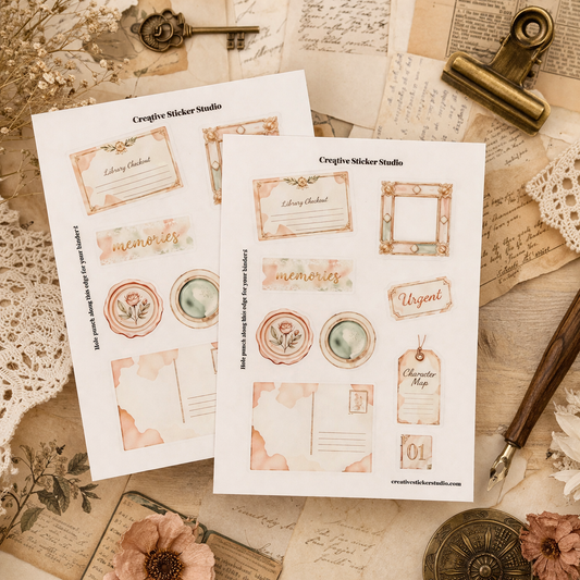 Sticker Sheet Set of 2 - Grandma's Attic Junk Journal Memories