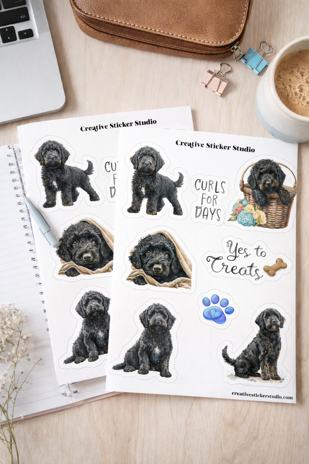 Sticker Sheet Set of 2 - Black Doodle