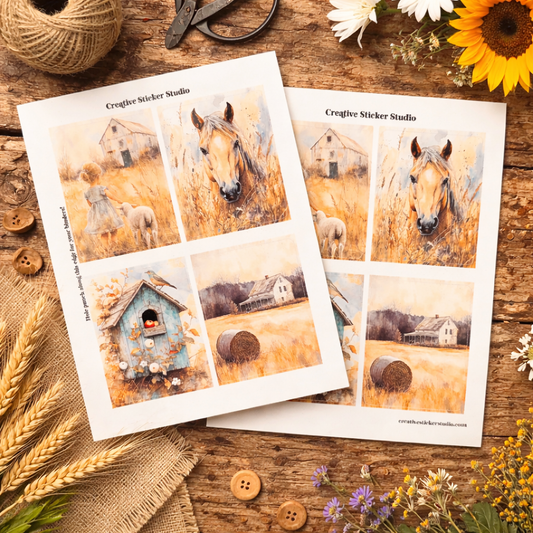 Sticker Sheet Set of 2 - Rustic Farm Scenes 4
