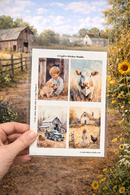 Sticker Sheet Set of 2 - Rustic Farm Scenes 2