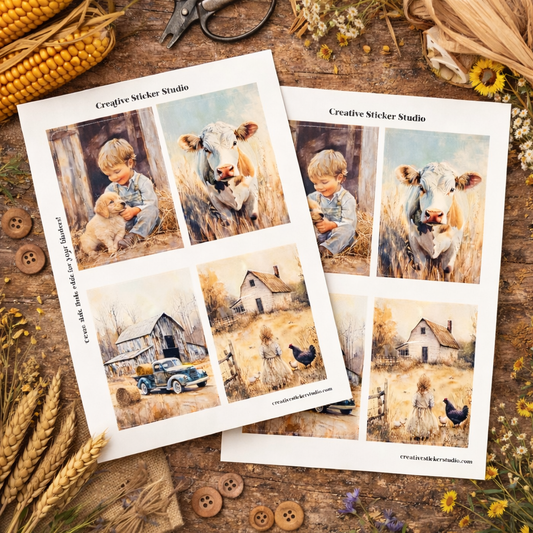 Sticker Sheet Set of 2 - Rustic Farm Scenes 2