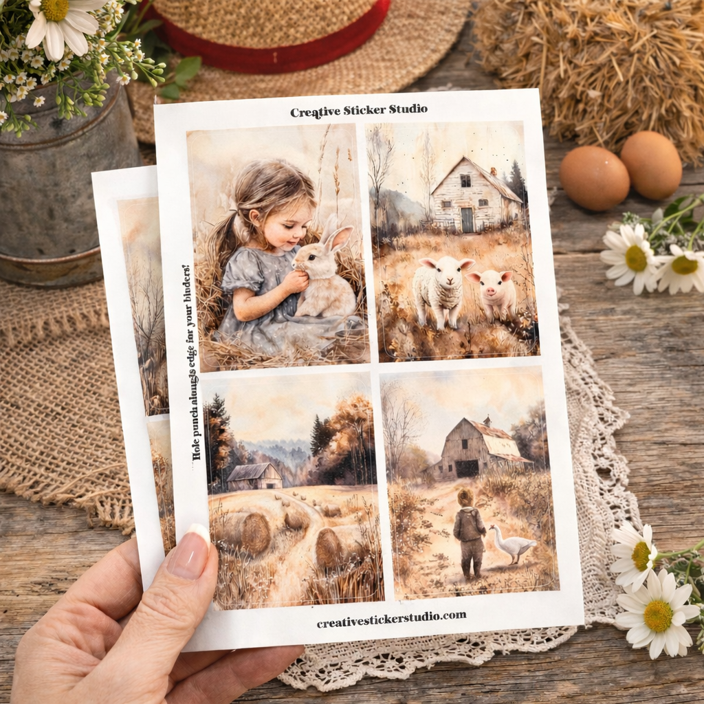 Sticker Sheet Set of 2 - Rustic Farm Scenes 1