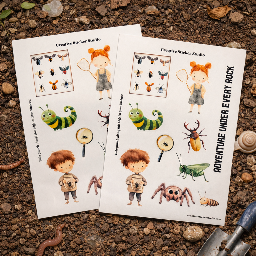 Sticker Sheet Set of 2 - Bug Hunter Adventure