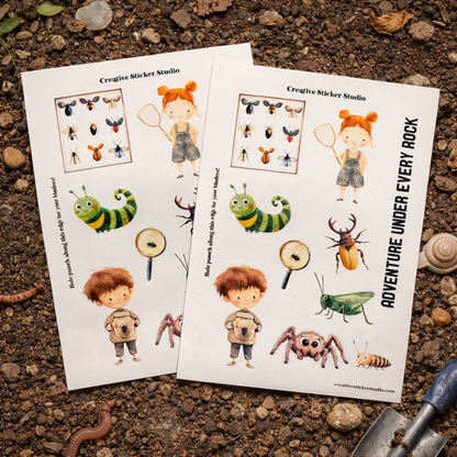 Sticker Sheet Set of 2 - Bug Hunter Adventure