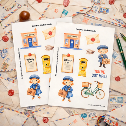 Sticker Sheet Set of 2 - Post Office Mail