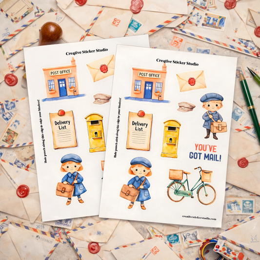 Sticker Sheet Set of 2 - Post Office Mail