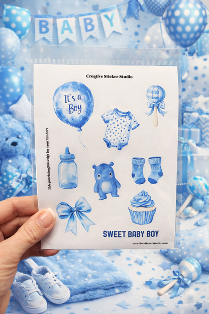 Sticker Sheet Set of 2 - Baby Boy Blue