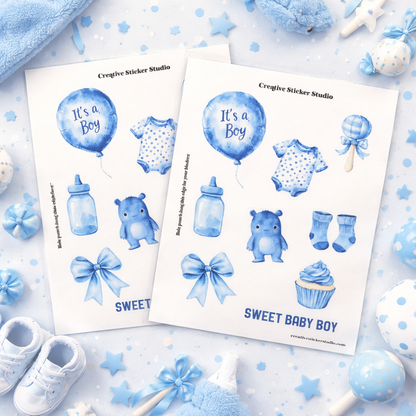 Sticker Sheet Set of 2 - Baby Boy Blue
