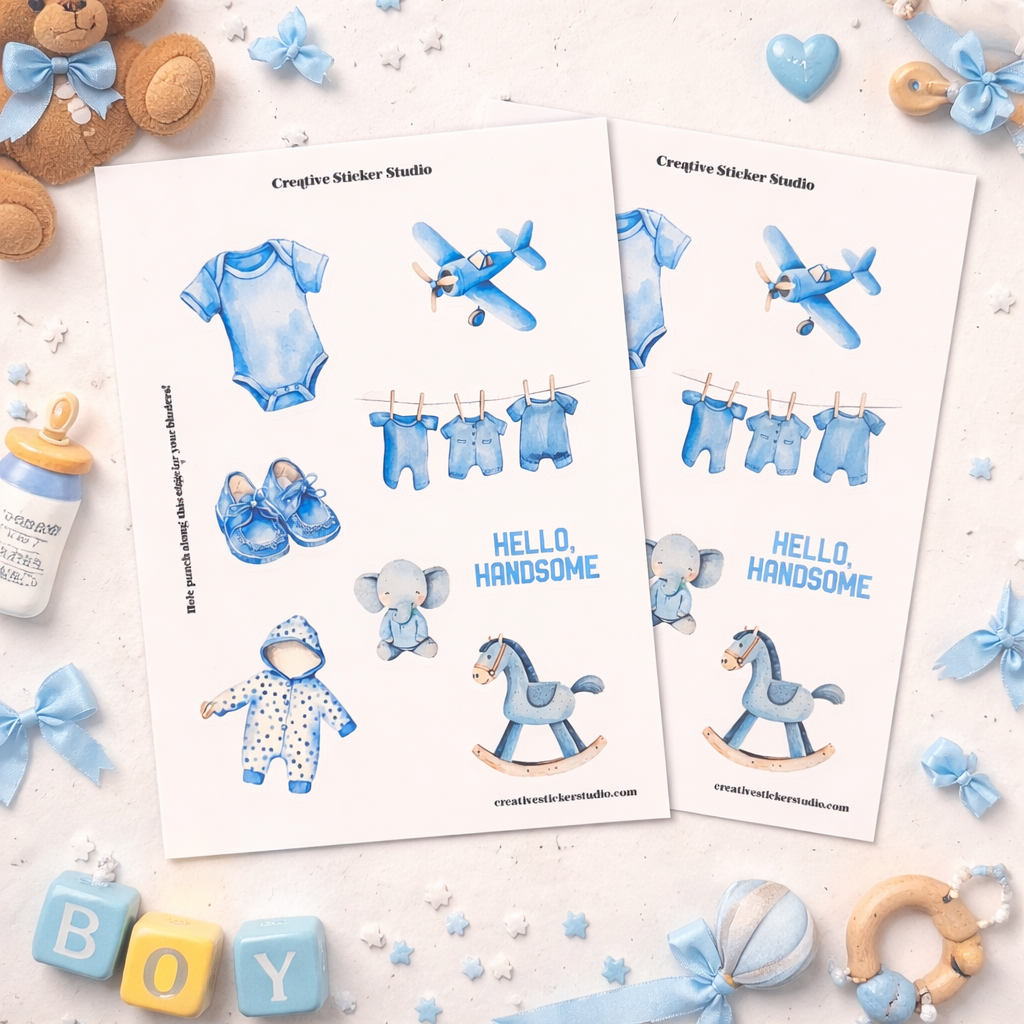 Sticker Sheet Set of 2 - Baby Boy Blue