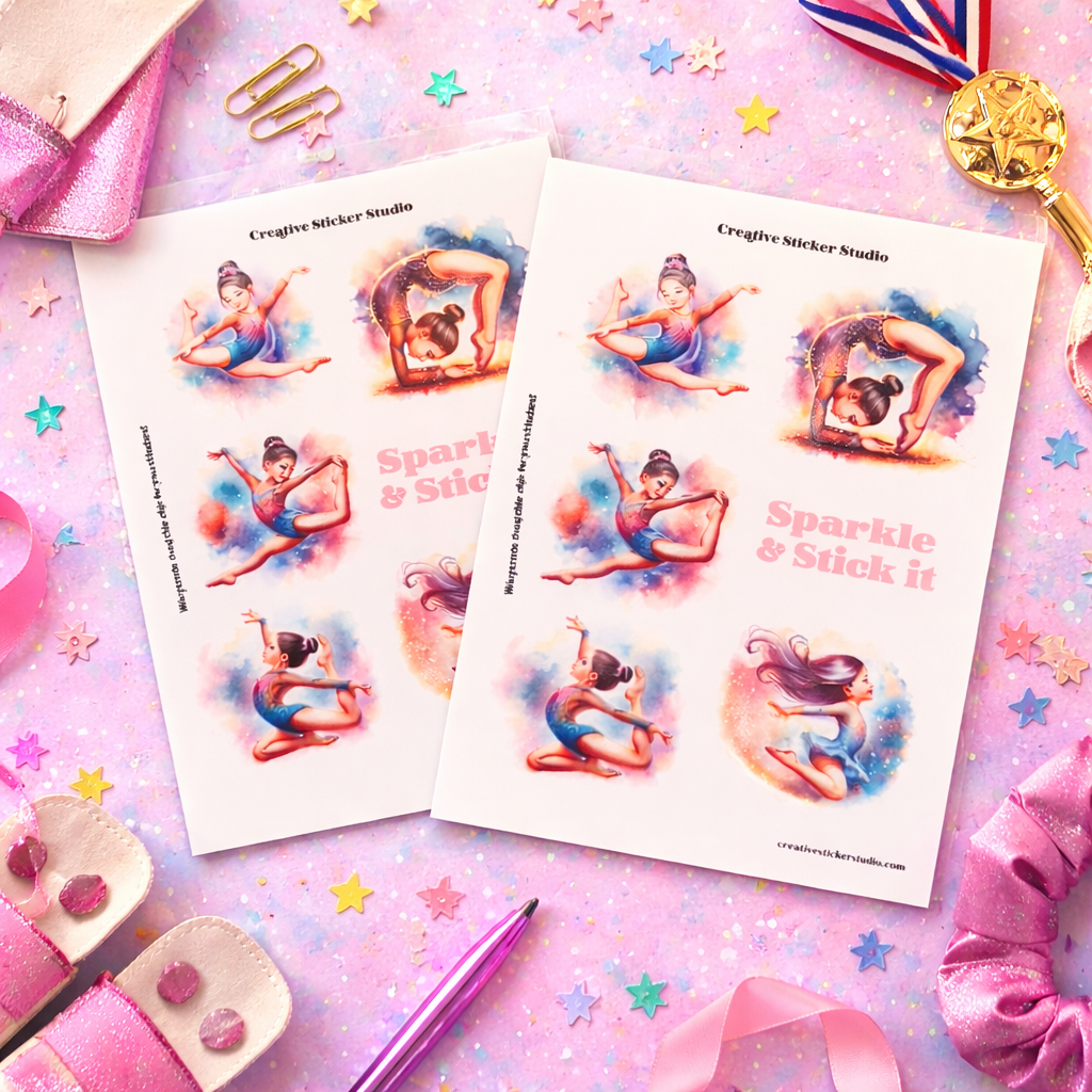 Sticker Sheet Set of 2 - Gymnast Brunette Sparkle