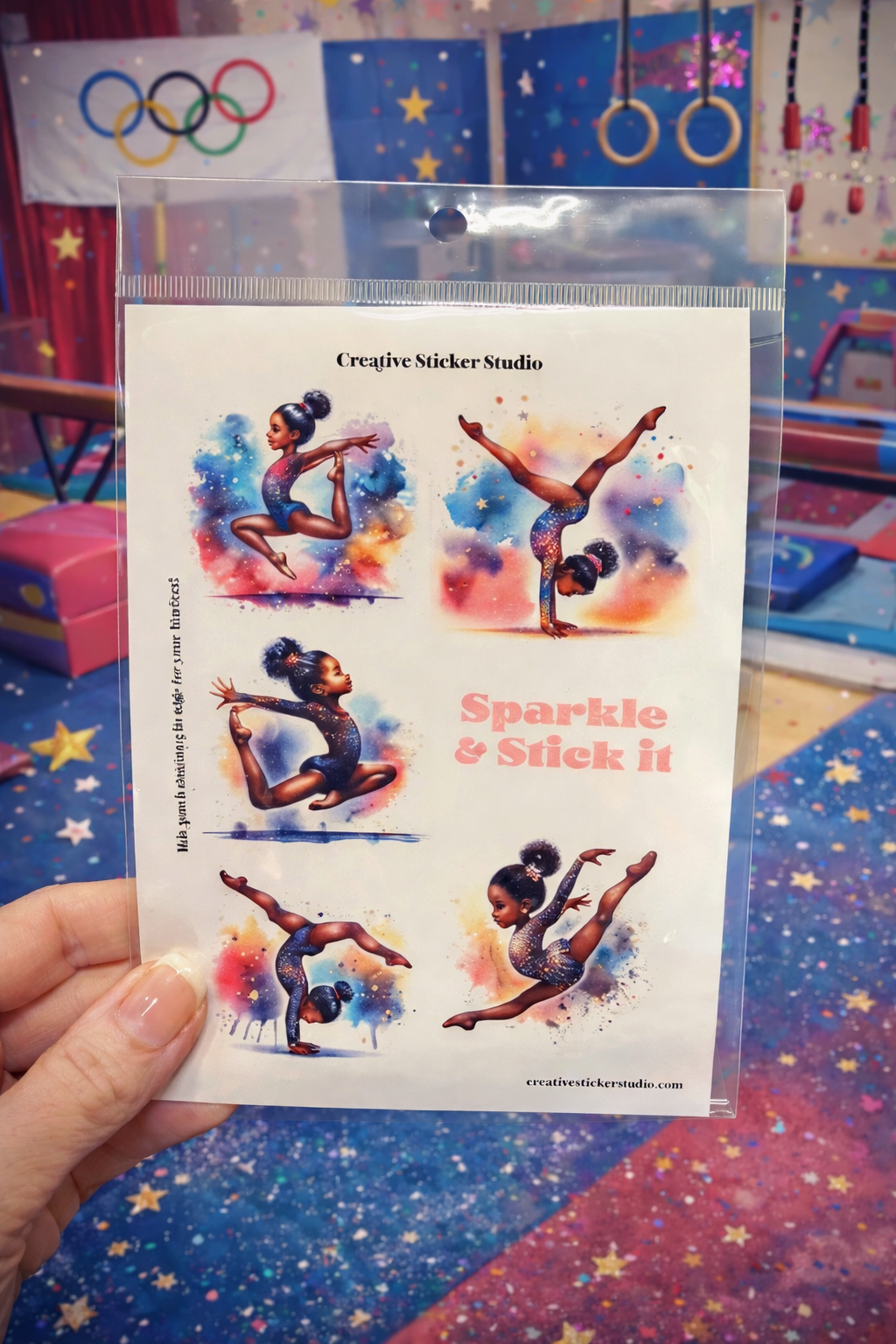 Sticker Sheet Set of 2 - Gymnast Sparkle & Stick