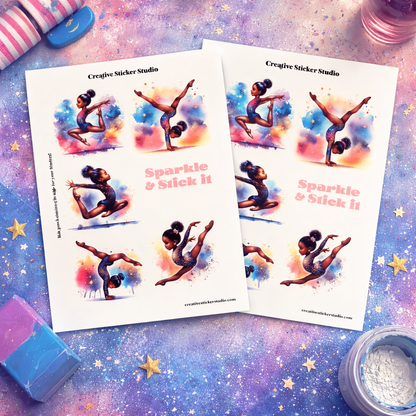 Sticker Sheet Set of 2 - Gymnast Sparkle & Stick