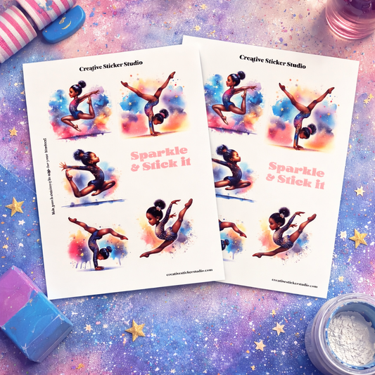 Sticker Sheet Set of 2 - Gymnast Sparkle & Stick
