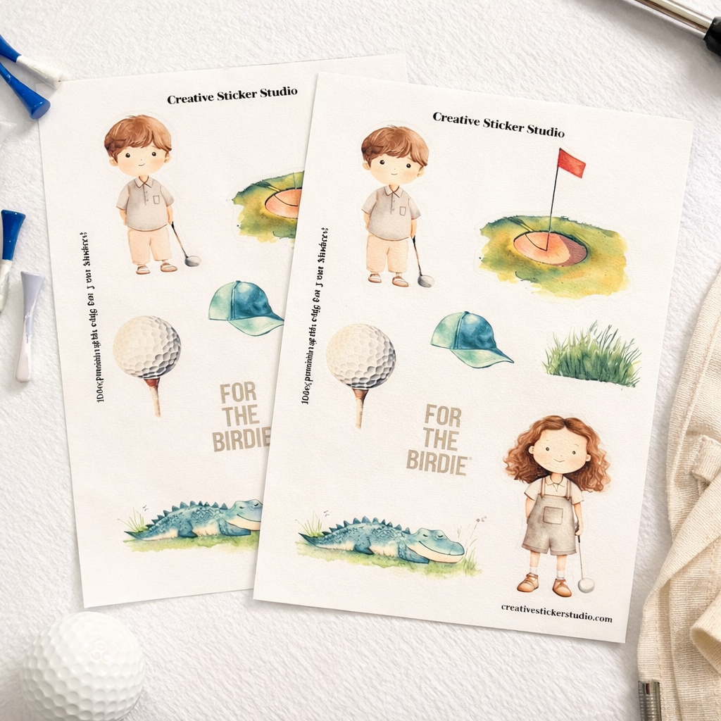 Sticker Sheet Set of 2 - Golf Outing Birdie