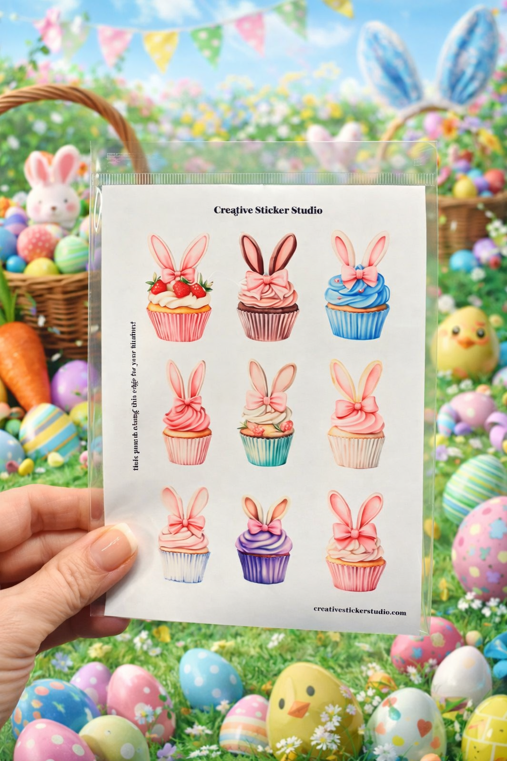 Sticker Sheet Set of 2 - Easter Bunny Cupcakes