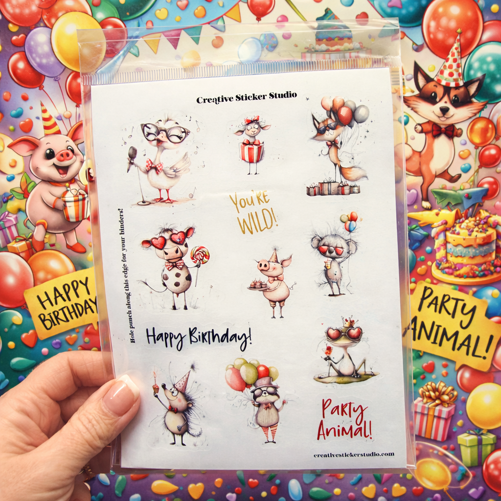 Sticker Sheet Set of 2 - Birthday Wild Party Animal