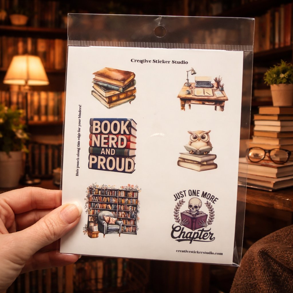 Sticker Sheet Set of 2 - Books Neutral Nerd