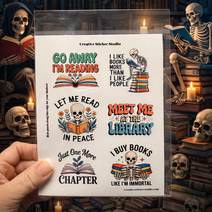 Sticker Sheet Set of 2 - Bones & Books