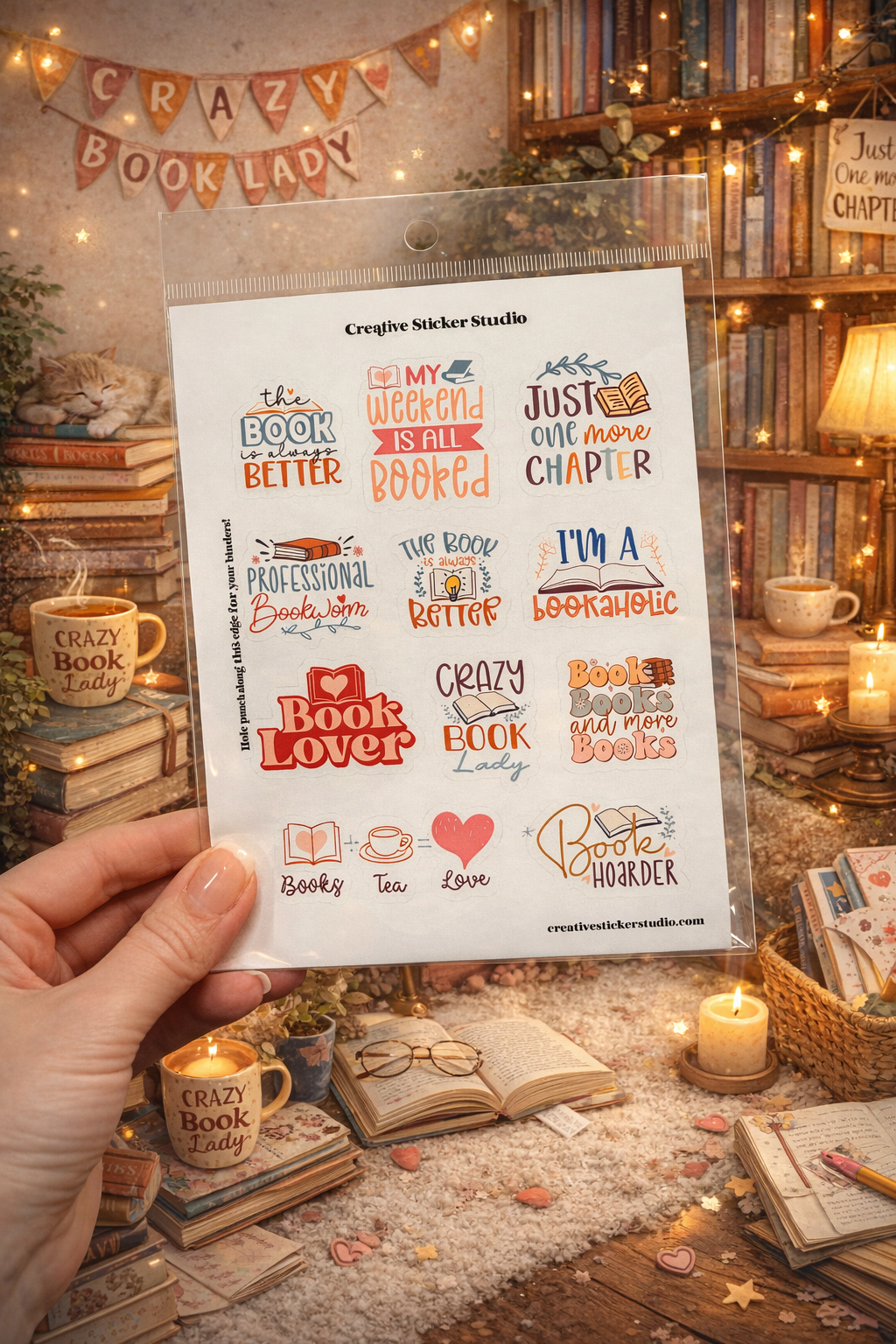 Sticker Sheet Set of 2 -Book Quotes Hoarder
