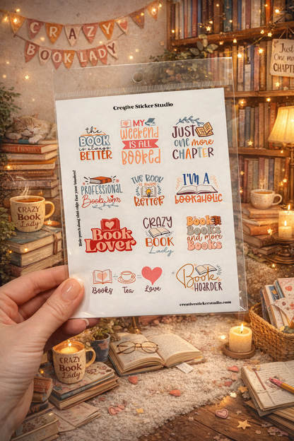 Sticker Sheet Set of 2 -Book Quotes Hoarder
